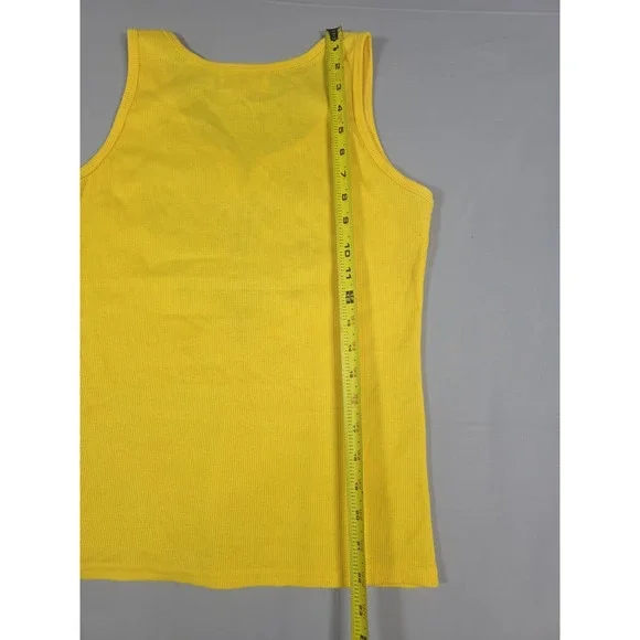 Yellow Vintage 90s Tank Top Women Medium Cotton Embroidered Malaysia Boho Retro - Picture 6 of 8